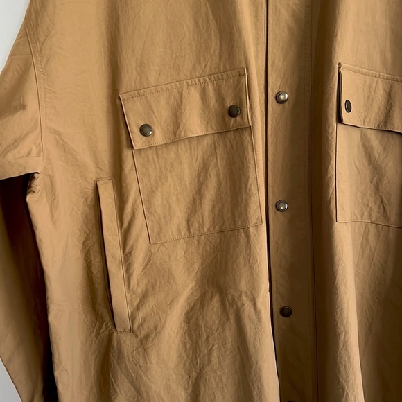 AJOBYAJO Oversized Wax Shirt Jacket Barn Chore Tan Brown NWT - Picture 9 of 16